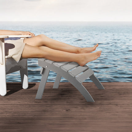 Folding Adirondack Ottoman, HDPE Plastic, Gray