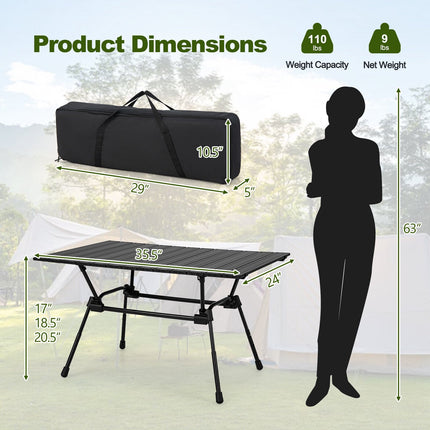 Klappbarer Aluminium Campingtisch – Höhenverstellbar, Tragetasche