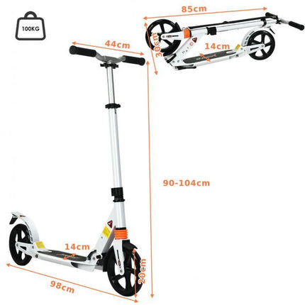 Folding Aluminum Kick Scooter, Adjustable Height, 8-Inch Wheels
