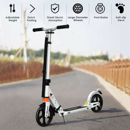 Folding Aluminum Kick Scooter, Adjustable Height, 8-Inch Wheels
