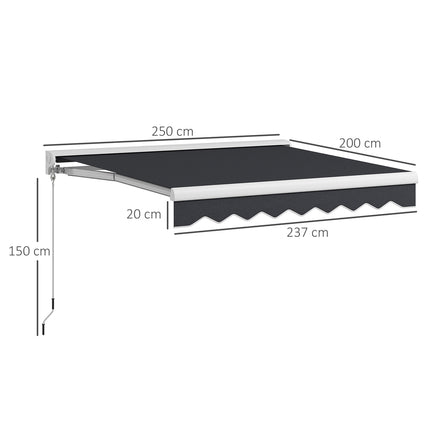 Elektrische Gelenkarmmarkise 2,5x2m, Fernbedienung & Handkurbel