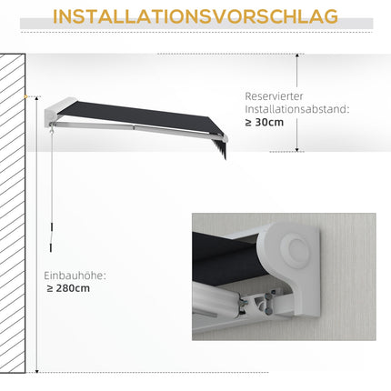 Elektrische Gelenkarmmarkise 2,5x2m, Fernbedienung & Handkurbel