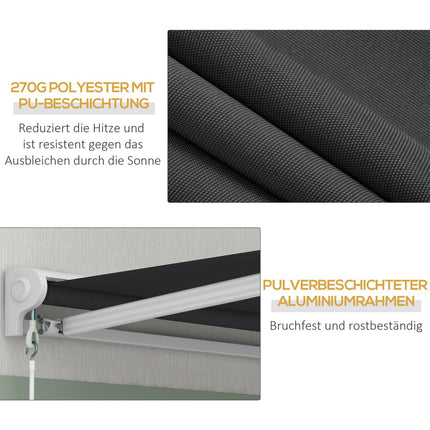 Elektrische Gelenkarmmarkise, 4x3m, Fernbedienung, Grau