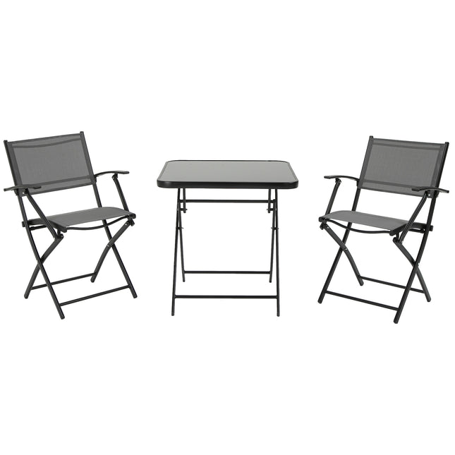 Balkon-Klappset – 2 Stühle & Tisch, Metallgitter
