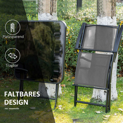 Balkonový skládací set – 2 židle a stůl, kovová síťovina