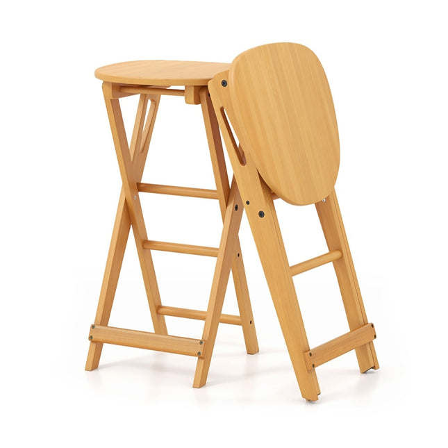 Klappbare Bambus-Barhocker, 2er-Set, 61 cm Sitzhöhe