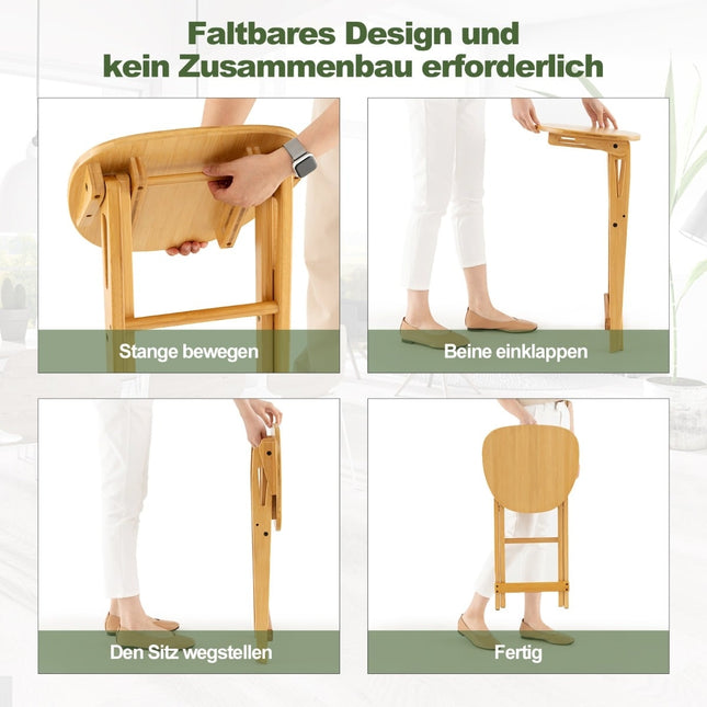 Klappbare Bambus-Barhocker, 2er-Set, 61 cm Sitzhöhe