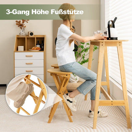 Klappbare Bambus-Barhocker, 2er-Set, 61 cm Sitzhöhe