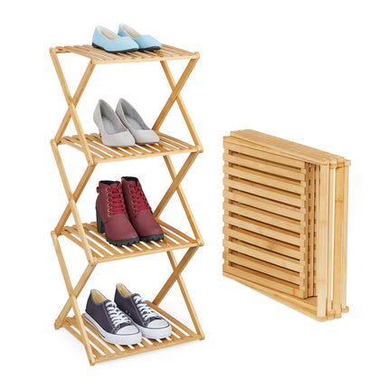 Faltbares Bambus-Schuhregal – 4-stufig, platzsparendes Design
