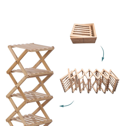 Folding Bamboo Shoe Rack – Space-Saving, Vertical Design