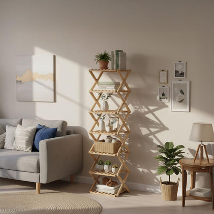 Folding Bamboo Shoe Rack – Space-Saving, Vertical Design