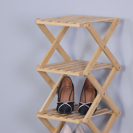 Folding Bamboo Shoe Rack – Space-Saving, Vertical Design