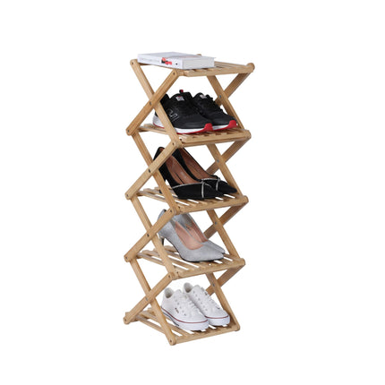 Zusammenklappbares Bambus-Schuhregal – Vertikal, platzsparendes Design