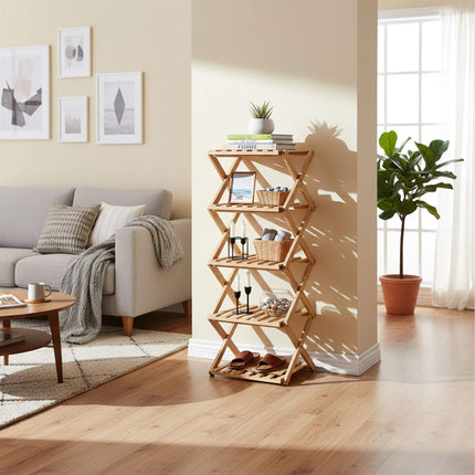 Zusammenklappbares Bambus-Schuhregal – Vertikal, platzsparendes Design