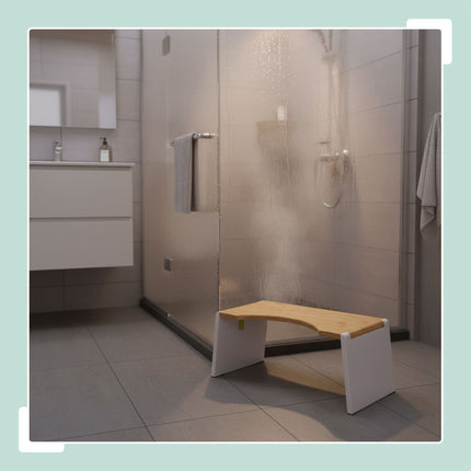 Faltbarer Toilettenhocker aus Bambus – rutschfest, platzsparend