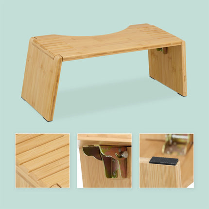 Folding Bamboo Toilet Stool with Rubber Pads
