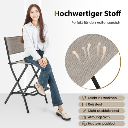 Klappbarer Barhocker im Set mit Rückenlehne, atmungsaktiver Stoff