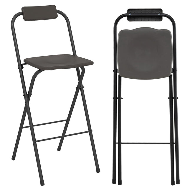 Klappbare Barhocker, 2er-Set mit Rückenlehne, 150 kg Tragkraft, Grau