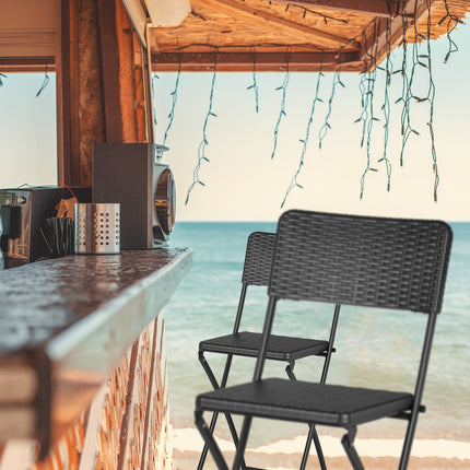 Folding Bar Stools, Weather-Proof Rattan Look