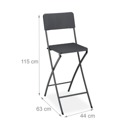 Folding Bar Stools, Weather-Proof Rattan Look