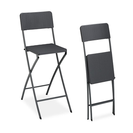 Folding Bar Stools, Weather-Proof Rattan Look