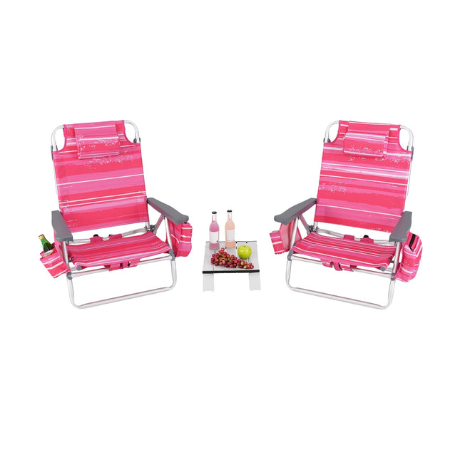 Strandstuhl-Set, 2 Stühle, Tisch, 5-fach verstellbare Rückenlehne