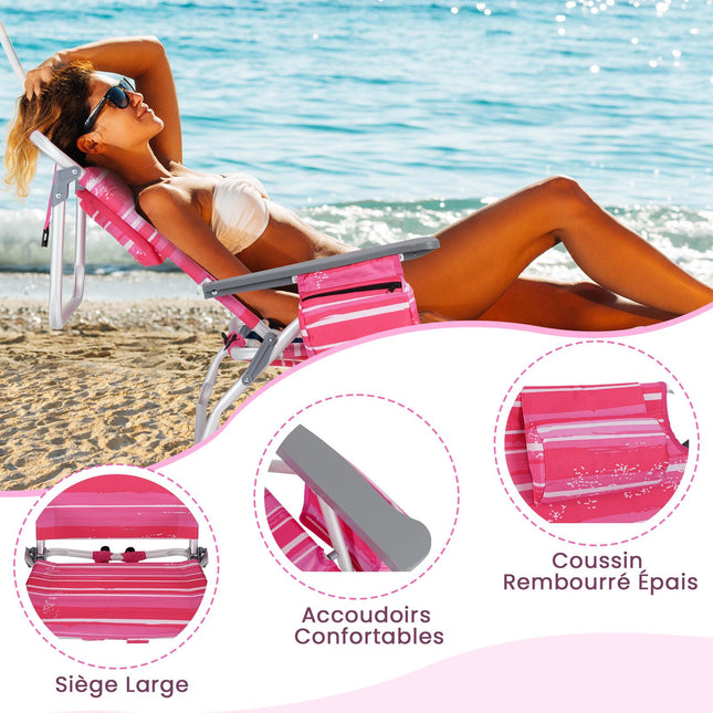 Strandstuhl-Set, 2 Stühle, Tisch, 5-fach verstellbare Rückenlehne