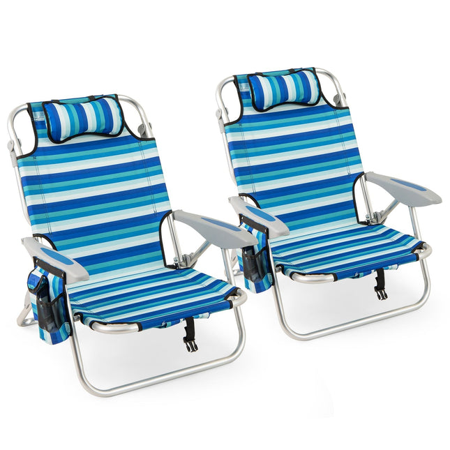 Klappbares Strandstuhl-Set mit verstellbarer Rückenlehne & Kühltasche
