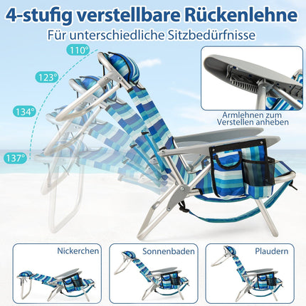 Klappbares Strandstuhl-Set mit verstellbarer Rückenlehne & Kühltasche