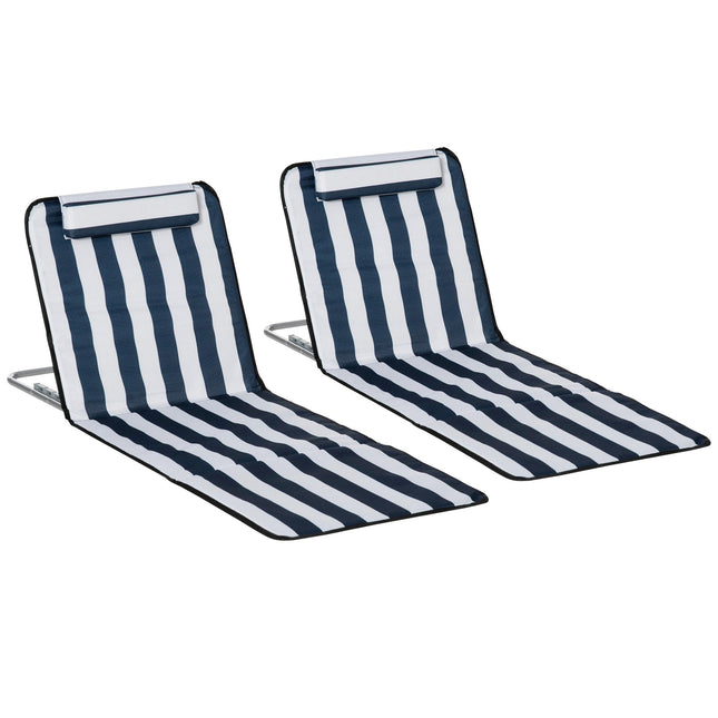 Klappbarer Strandstuhl, Stahlrahmen, Verstellbare Rückenlehne, Blau