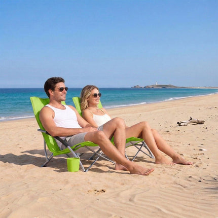 Folding Beach Chair With Cup Holder And Carry Bag