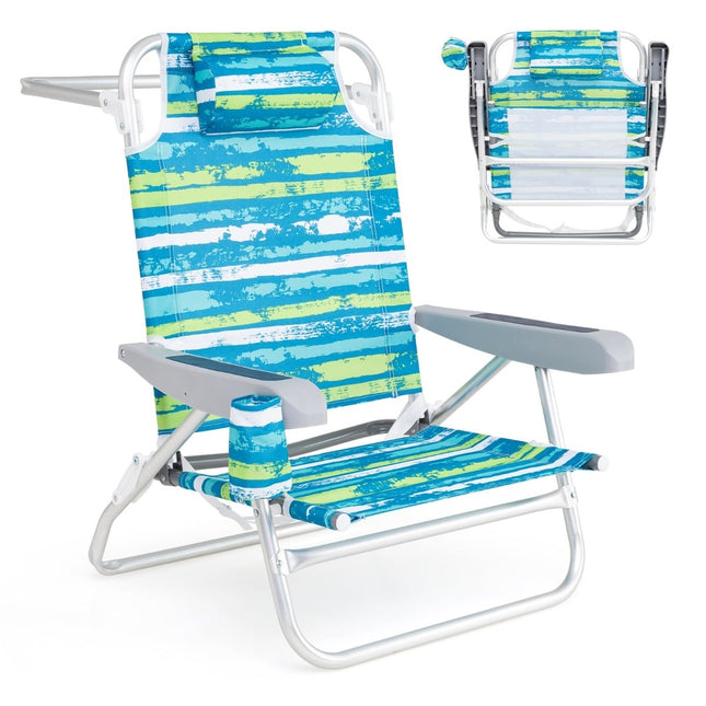 Klappbare Strandstühle, verstellbare Rückenlehne, 2er-Pack, Grün