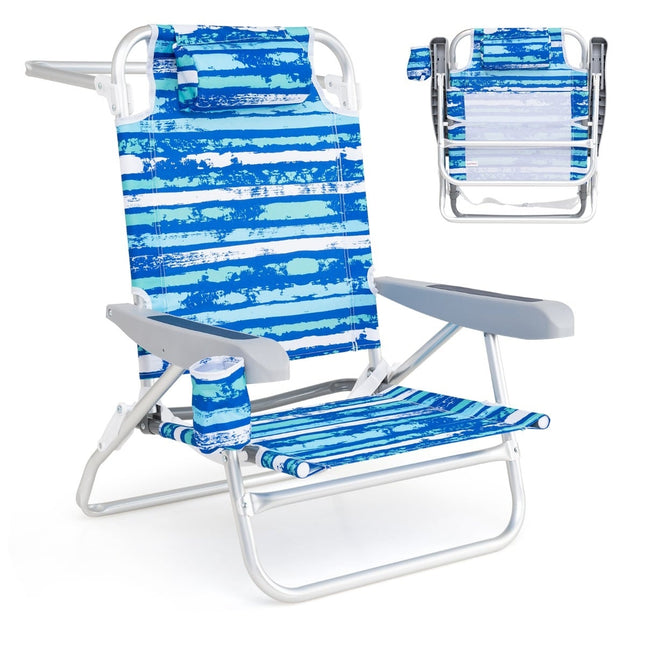 Strandklappstühle 2er-Set, verstellbare Rückenlehne, Blau