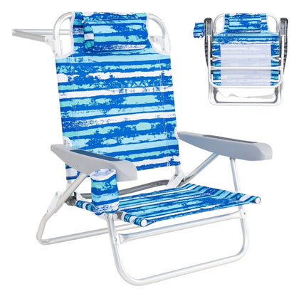 Strandklappstühle 2er-Set, verstellbare Rückenlehne, Blau
