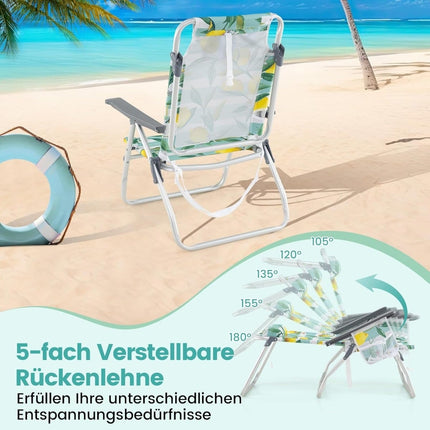 Klappbare Strandstühle mit Tisch, verstellbare Rückenlehne, Grün