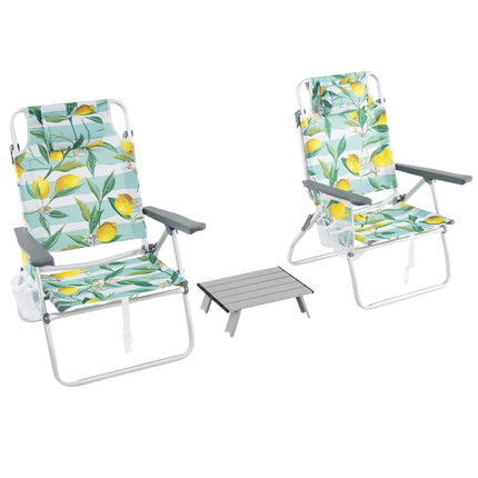 Klappbare Strandstühle mit Tisch, verstellbare Rückenlehne, Grün