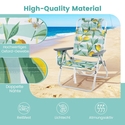 Klappbare Strandstühle mit Tisch, verstellbare Rückenlehne, Grün
