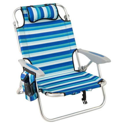 Klappbarer Strandstuhl mit verstellbarer Rückenlehne und Kühlfach