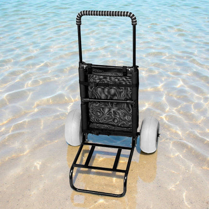 Folding Beach Dolly Cart, 9in Balloon Wheels, 165 lb