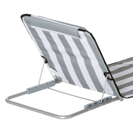 Folding Beach Lounger with Cushion, Adjustable Backrest