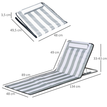Folding Beach Lounger with Cushion, Adjustable Backrest