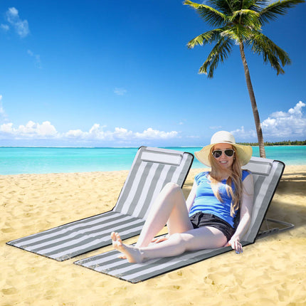 Folding Beach Lounger with Cushion, Adjustable Backrest