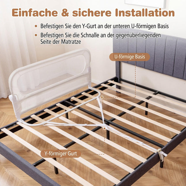 Folding Bed Rail with Removable Cover, 120x60 cm, White