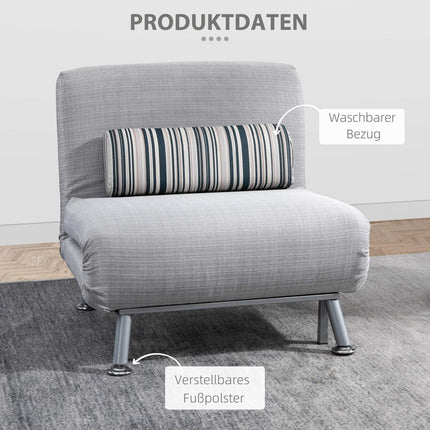 Klappbares Schlafsofa aus grauem Metall - Kompakt 75 x 70 x 75 cm