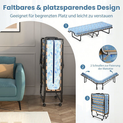 Klappbett mit Memory-Schaum-Matratze, 110 kg Tragkraft