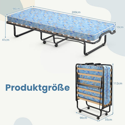 Klappbett mit Memory-Schaum-Matratze, 110 kg Tragkraft