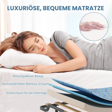 Klappbett mit Memory-Schaum-Matratze, 110 kg Tragkraft