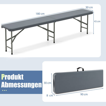 Folding Bench 180cm HDPE, Metal Legs, 600kg Capacity