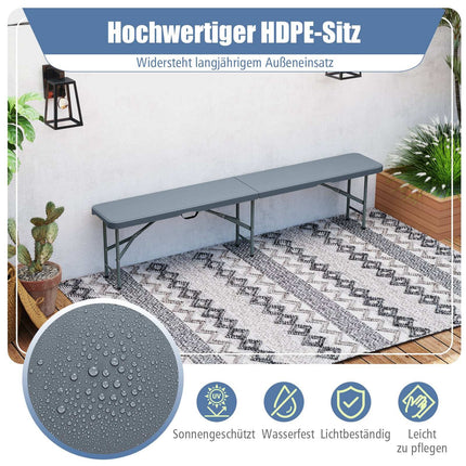 Folding Bench 180cm HDPE, Metal Legs, 600kg Capacity