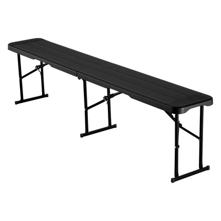 Folding Bench 6 Ft, HDPE Seat, Portable, Black